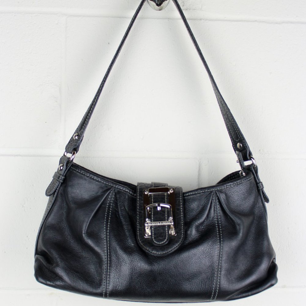 Vintage ETIENNE AIGNER Black Leather LOGO Satchel